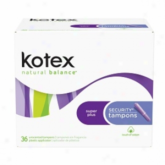 Kotex Natural Balance Security Tampons, Unscented, Super More, 36 Ea