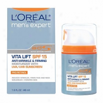 L'oreal Men's Expert Vita Lift Anti-wrinkle & Firming Moisturizer With Uva/uvb Sunscreen Spf 15