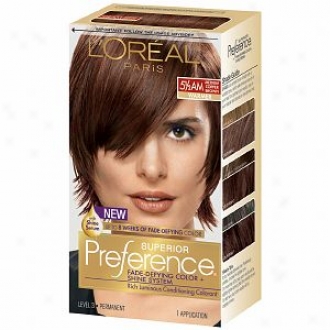 L'oeral Preference Fade Defying Color & Shine System, Permanent, Medium Amber Copper Brown 5 1/2 Am