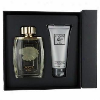 Lalique Set-eau De Parfum Spray 4.2 Oz, Hair & Body Shower Gel 3.3 Oz For Men