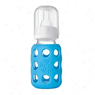 Lifefactory Glass Baby Bottle With Silidone Sleeve, 4 Oz, Sky Blue