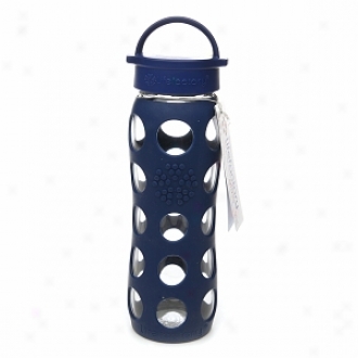 Lifefactory Glass Water Bottle With Solicone Sleeve, 22 Oz, Midnight Blue