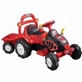 Lil' Rider The King Tractor & Trailer Battery Powered Red And Black Ages 2-5