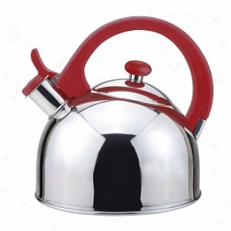 Mageffesa Acacia Stainless Steel Tea Kettle 2.1 Qt., Red