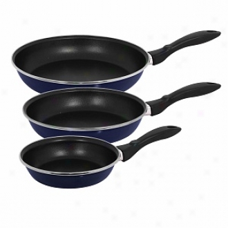 Magefesa Provence China On Steel Be ~ing Pan Set, 7 Inch, 9inch & 11 Inch, Blu Gloss