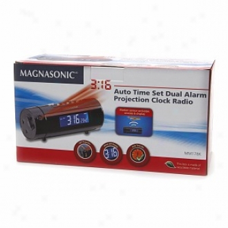 Magnasonic Auto Time Set Dual Alarm Projection Clock Radio Mm178k