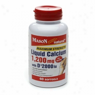 Mason Natural Liquid Calcium 1,200ng With D3 2000iu, Softgels