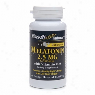 Mason Natural Melatonin, 2.5mg With Vitamin B-6, Sublingual Tablets, Orange