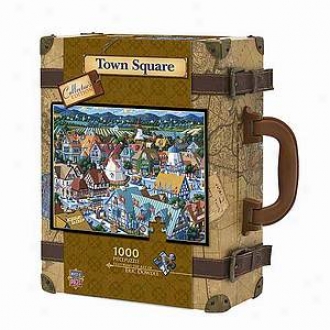 Masterpieces Puzzles Collector9s Edition Town Square Suitcase Puzzle: 1000 Pc Ages 10 And Up