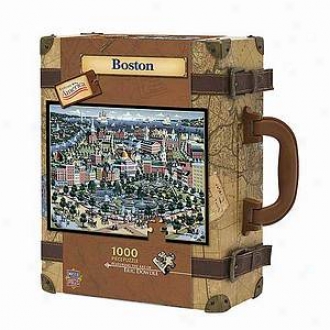 Masterpieces Puzzles Explore America Boton Suitcase Puzzle: 1000 Pc Ages 10 And Up