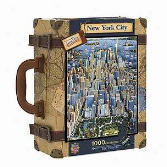 Masterpieces Puzzles Explore Ameroca Nyc Suitcase Riddle: 1000 Pc Ages 10 And Up