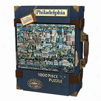 Masterpieces Puzzles Explore America Philadeelphia Suitcase Puzzle: 1000 Pc Ages 10 And Up