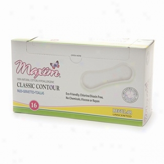 Maxim Hygienics Products Natural Classic Contour Pads, Regular, Unscented