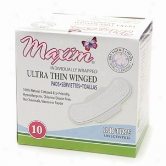 Maxim Hygiene Products Natural Ultra Thin Winged Pads, Unscented, Daytime