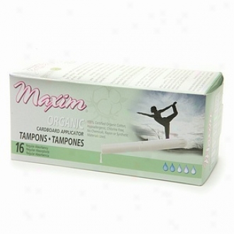 Maxim Hygiene Products Organic Cardboard Applicator Tampon, Regular, 16 Ea