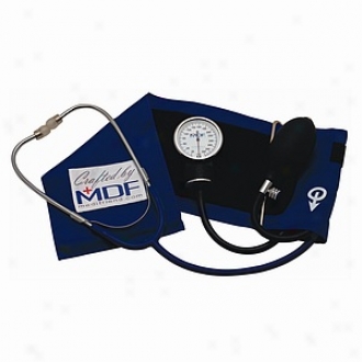 Mdf Instruments Professional Aneroid Sphygm0manometer W Attached Stethoscope Abyss Navy Blue