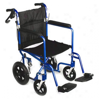 Medline Deluxe Aluminum Transport Wheelchair With Loop Brakes, Bule