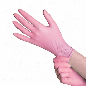 Medline Exam Gloves, Stretch Vinyl Pink, Powder-free, Latex-free, Large