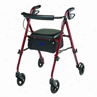 Medline Walker, Rolling With Seat, Lightweight Burgandy 10lb