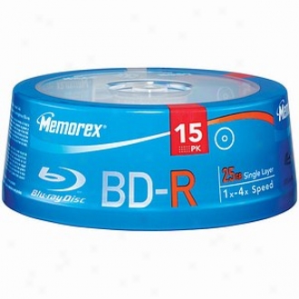 Memorex Blu-ray Discs 4x Write Once Bd-r; 15-ct Spindle