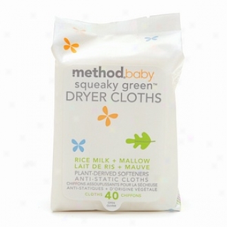 Method Baby Squeaky Green Dryer Cloths, Rice Milk + Mallow