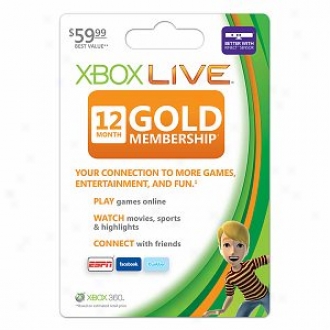 Microsoft Xbox 360 12 Month Live Gold Card By Microsoft