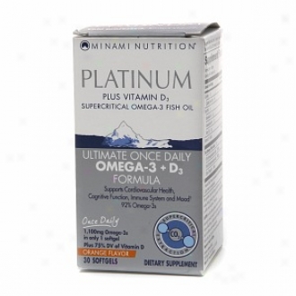 Minami Nutrition Platinum Omega-3 Fish Oil + D3,  Softgel, Orange