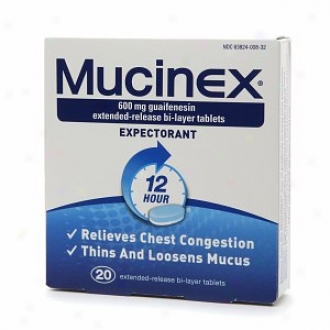 Mucinex Expectorant 600mg Guifenesin Extended-release Bi-layer Tablets