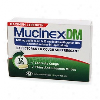 Mucinexdm Expectorant & Cough Suppressant, 1200 Mg Ectended-release Bi-layer Ta6lets
