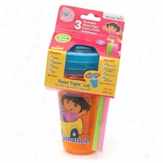 Munchkin Dora The Explorer! Re-usable Spill Demonstration Orgies, 10 Oz With Straw