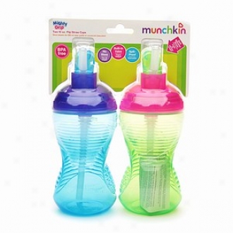 Munchkin Mighty Grip Spill-proof Cups, 10 Oz With Flip Straw