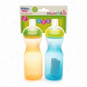 Munchkin Mighty Grip Sport Bottles, 10 Oz With Sippy Spout