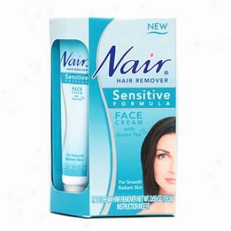 Nair Sensitive Formula Face Cream Hair Remover, Green Tea