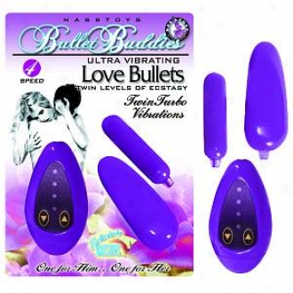 Nasstoys 4 Speed Ultra Twin Turbo Vibrating Bulleet Buddies, Purple