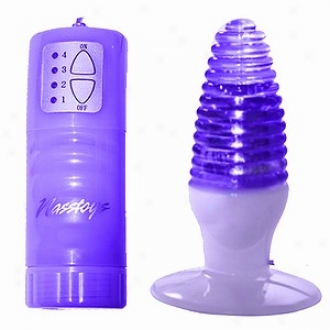 Nasstoys Party Girl Purple 4 Spees Ribbed Jelly Anal Plug With Super Suction Cup Base