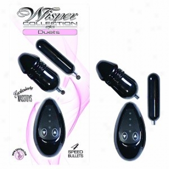 Nasstoys Whisper 4 Speed Remote Controlled Dual Vibrating Duet Bullets, Black