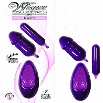 Nasstoys Whisper 4 Speed Remote Controlled Dual Vibrating Duet Bullets, Purple