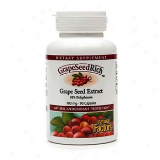 Natural Factors Grapeseedrich, Grape Seed Extract, 100mg, Capsules