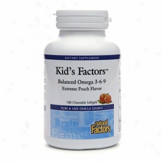 Natural Factors Kid's Factors, Balanced Omega 3-6-9, Chewable Softgels, Peach