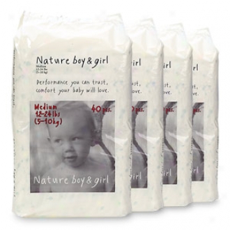 Nature Lad & Girl Disposable Diapers, Medium (12 - 24 Lbs), 160 Ea