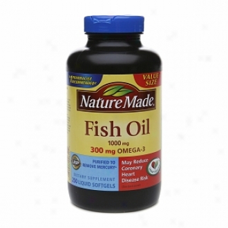 Nature Made Fish Oil 1000mg, 300mg Omega-3, Liquid Softgels