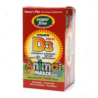 Nature's Plus Animal Parade Children's Chewable Vitamin D3 500 Iu, Sugar Free, Black Cherry