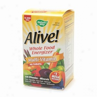 Nature's Way Alive! Whole Food Energizer Multi-vitamin, No Iron, Tablets