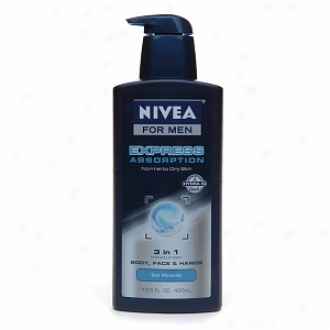 Nivea For Men Express Absorption 3 In 1 Moisturizer Body, Face & Hands