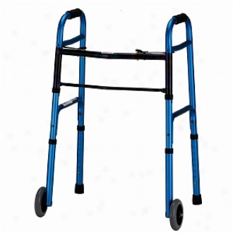 Nova Folding Walker With 5in. Wheelx, Blue With Floral Print
