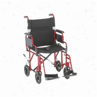 Nova Transport Chair 19in. Lightweight With Detachable Footrests., Red