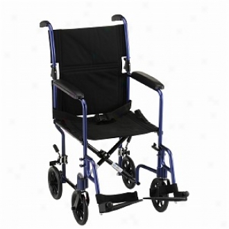 Nova Transport Chair 19in. Lightweight Attending S/a Footrests, Blue