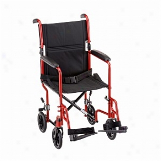 Nova Transport Chair 19in. Lightweight With S/a Footrests, Red