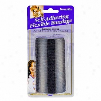 Nutri-vet 4 Inch Self-adhering Flexible Bandage For Pets, Black