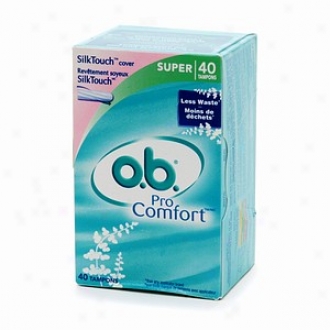 O.b. Pro Comfort Non-applicator Tampons, Value Pack, Super, 40 Ea